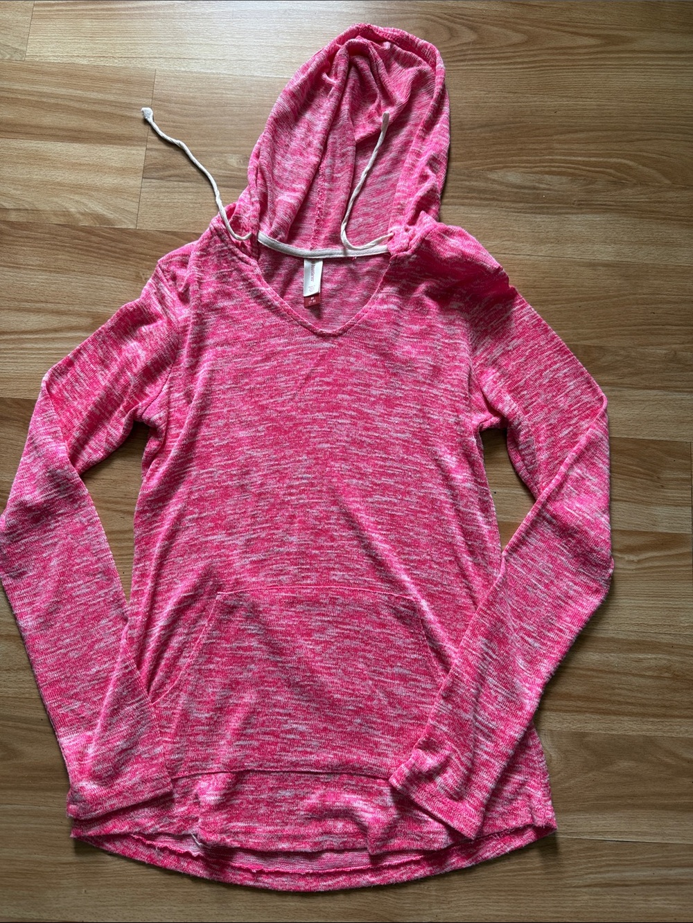 No Boundaries Hot Pink Heathered Hooded Pullover